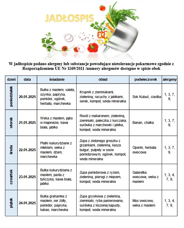 Jadłospis 20 24.01.2025