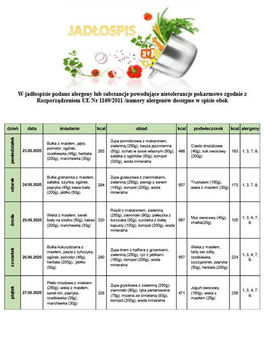 Jadłospis 23 27.06.2025